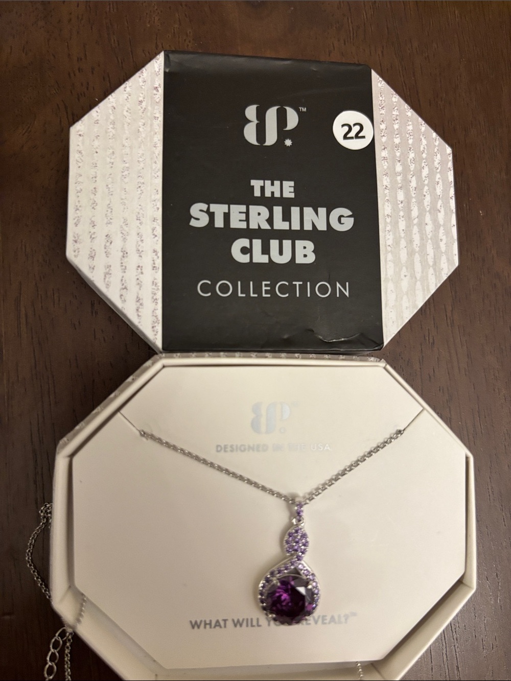 BNIB Bomb party sterling silver amethyst necklace, retail $220
